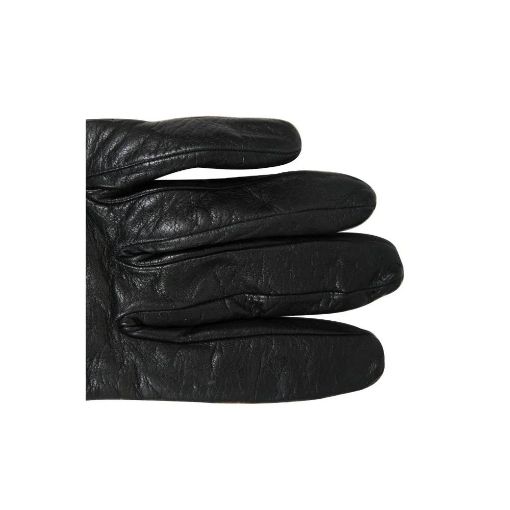 Malo Vintage Womens Gloves Size 7.5 Black 100% Leather Cashmere Lined Mittens